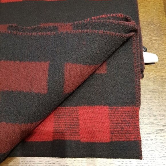 Burberry Large Wool Cashmere Knit Scarf Red Black Striped Pattern - Picture 6 of 8